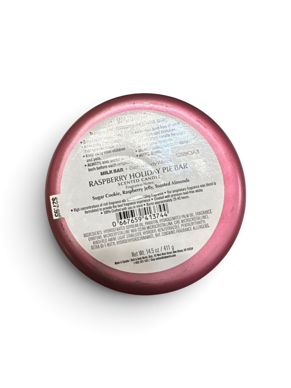 Bath & Body Works Raspberry Holiday Pie Bar Candle - Red - Picture 2 of 3